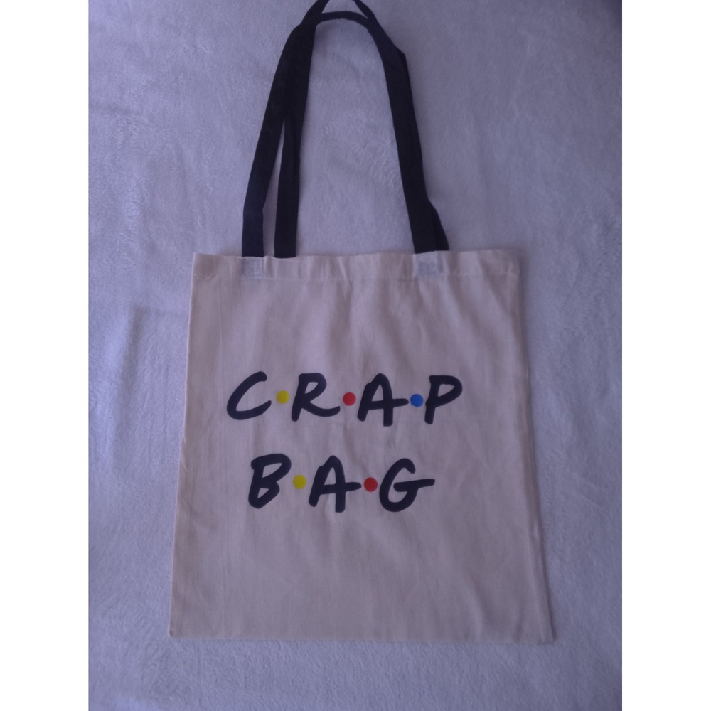 Crap Bag Friends Font Canvas Tote Bag Something Inked Seminar 2025 Cream Black